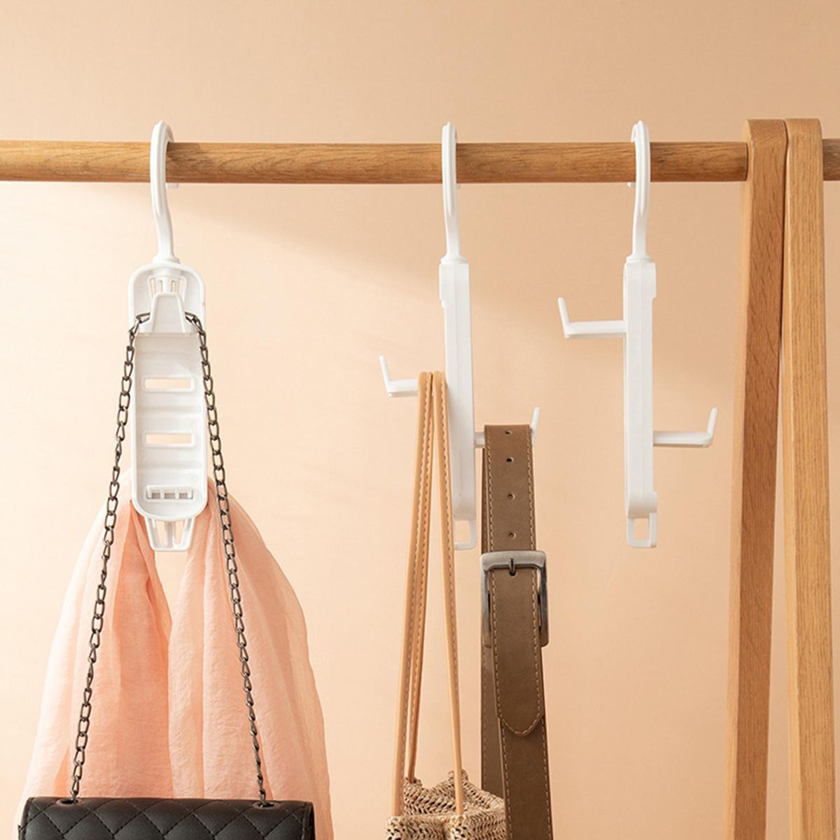 Purse Organizer Fashion Wardrobe Scarf Tie Hook Closet Organizer White