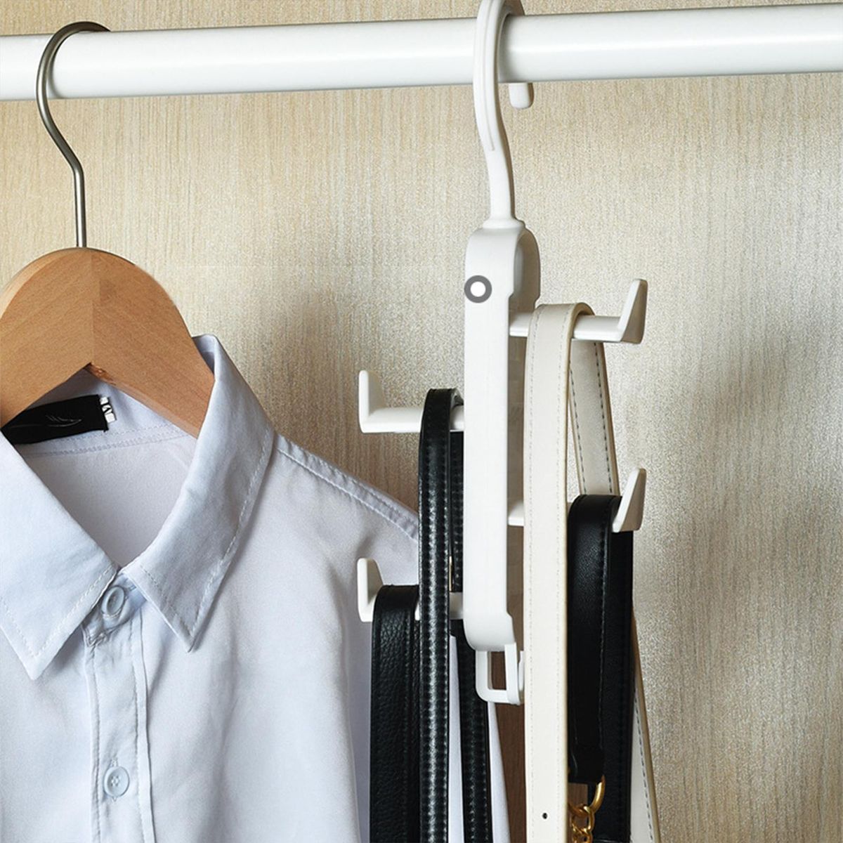 Purse Organizer Fashion Wardrobe Scarf Tie Hook Closet Organizer White