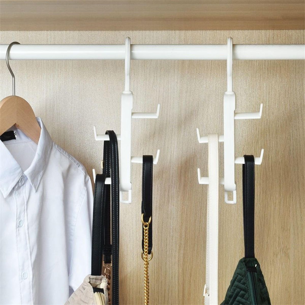 Purse Organizer Fashion Wardrobe Scarf Tie Hook Closet Organizer White