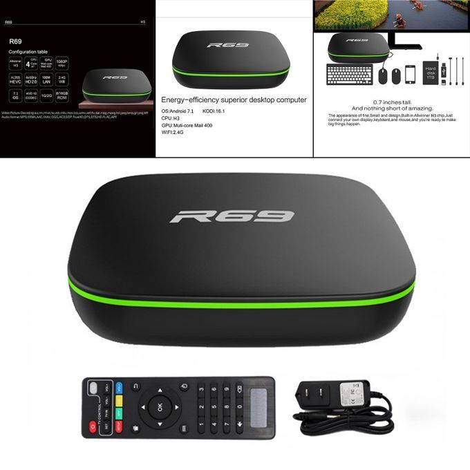 R69 Smart TV Case 4K HD Quad-Core 2.4G Wifi  1G RAM 8G 1G RAM 8G ROM
