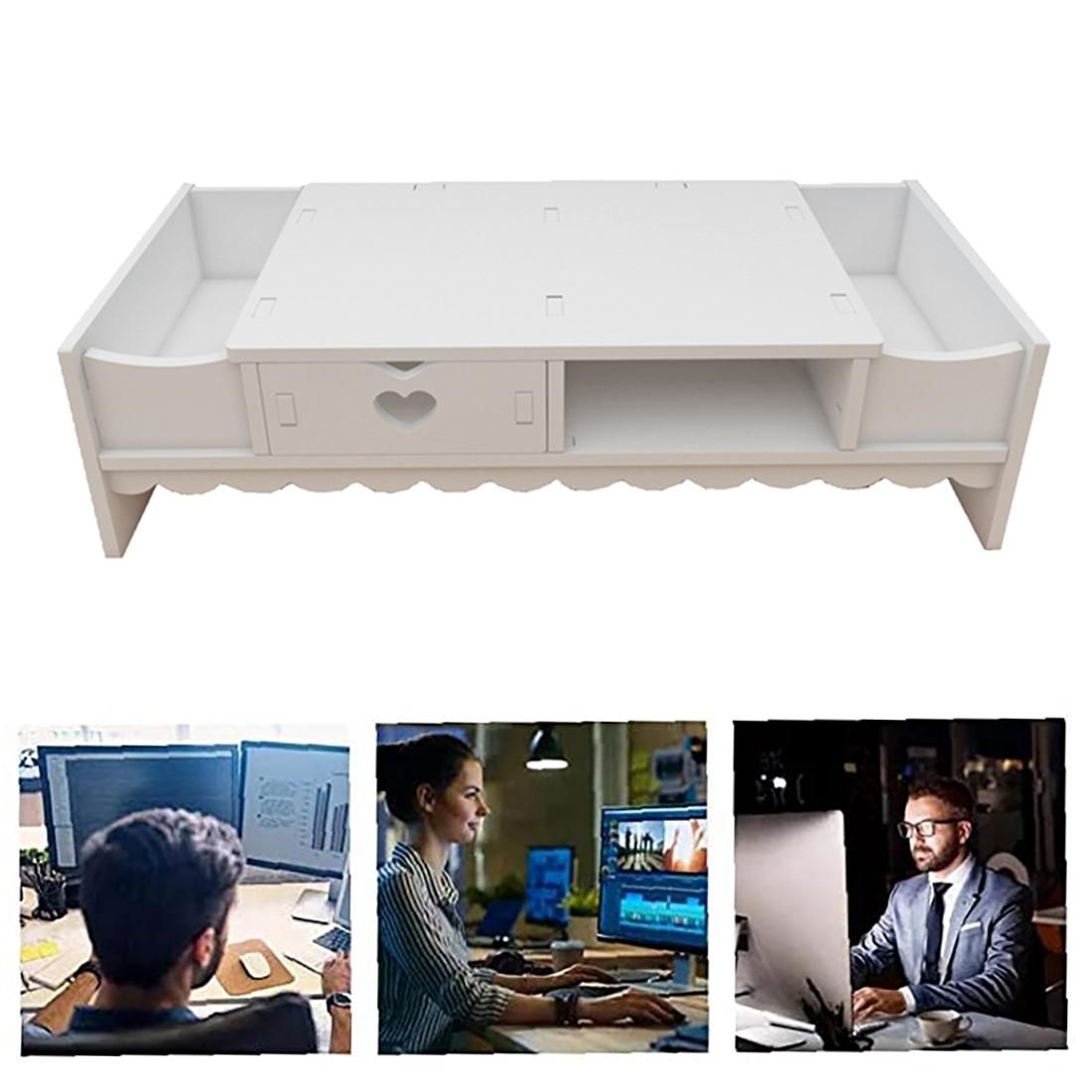 Desktop Computer Monitor Heightened Shelf Desk Storage