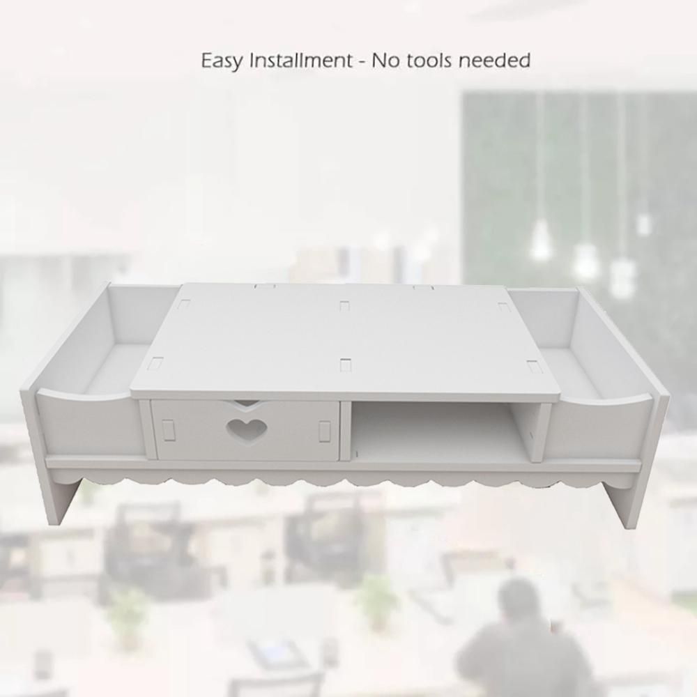 Desktop Computer Monitor Heightened Shelf Desk Storage