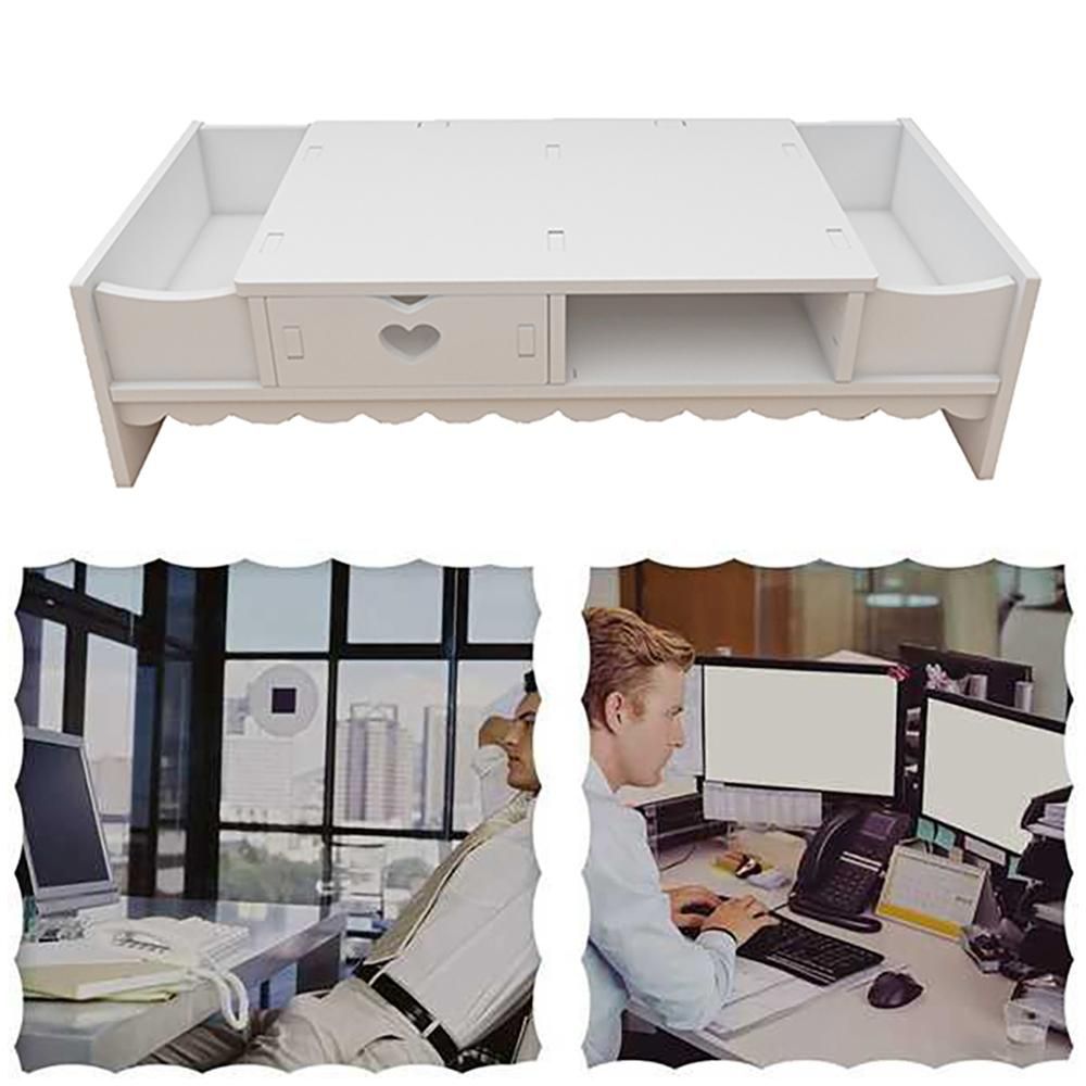 Desktop Computer Monitor Heightened Shelf Desk Storage