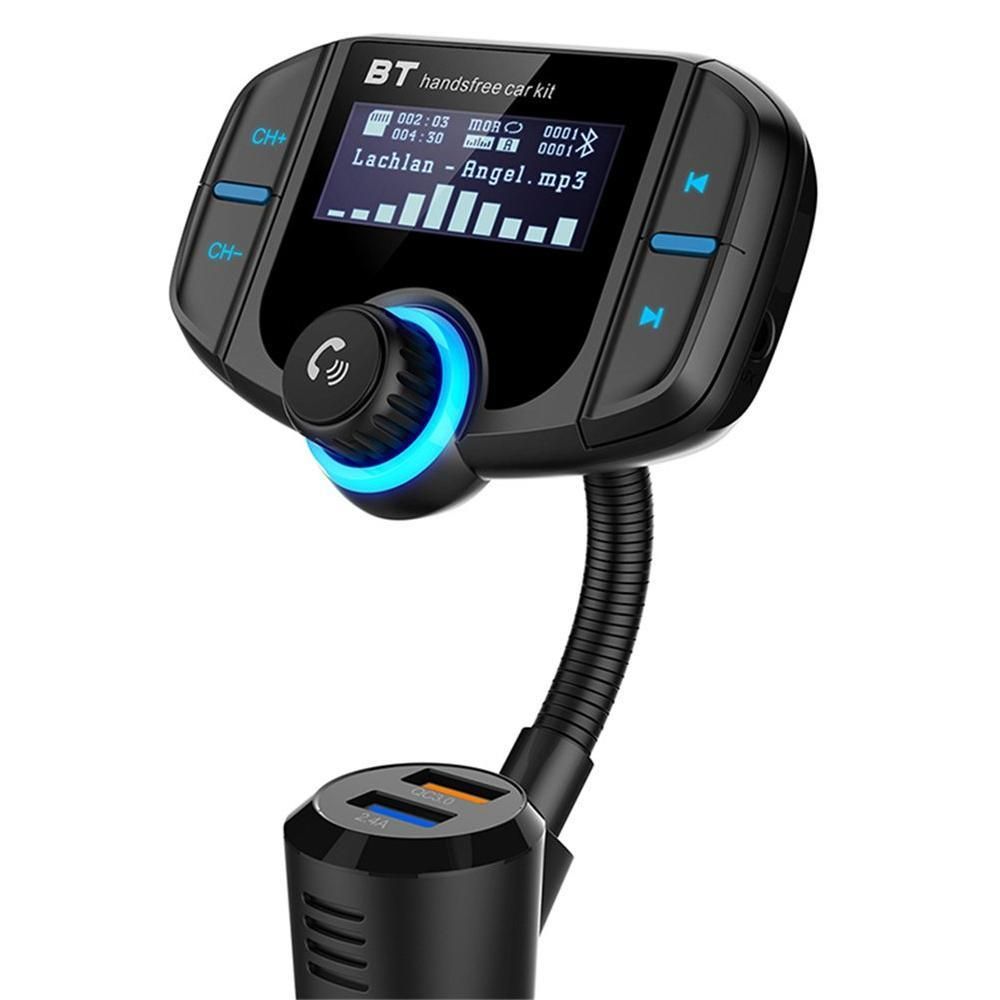 BT70 USB QC3.0 Fast Car Charger Wireless Bluetooth Car MP3 Player FM Transmitter Handsfree Call Support TF (Black) JOLEE