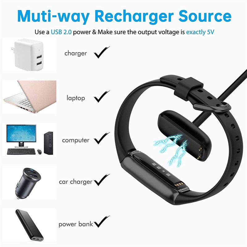 For Fitbit Charge 5/Luxe USB Wireless Magnetic Charger Cable Charging Dock Portable Adapter Smart Watch Accessories 1M