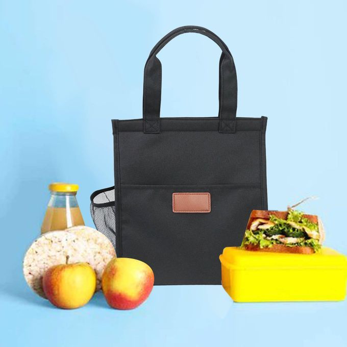 Insulated Thermal Lunch Bag Drinks Holder For Adults Kids Office Black