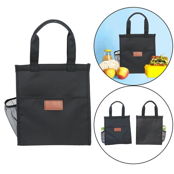 Insulated Thermal Lunch Bag Drinks Holder For Adults Kids Office Black