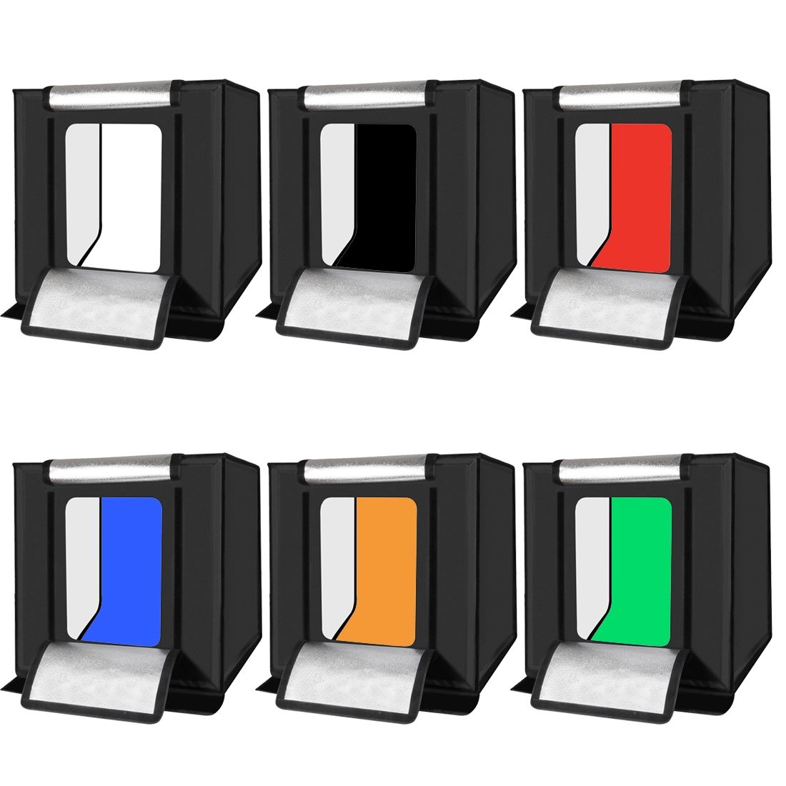 6 PCS PULUZ Collapsible Photography Studio Background, 6 Colors (Black, White, Red, Blue, Orange, Green), Size: 80cm X 40cm