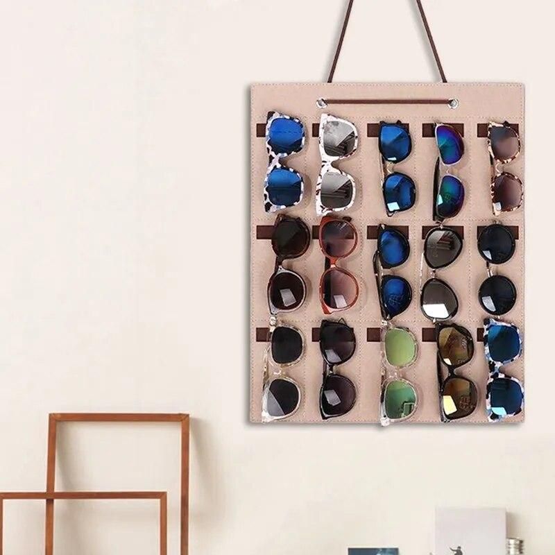 Glasses Organizer Sunglasses Organizer Storage Hanging Bag Sunglasses Eyeglasses Display Wall Mount Organizer 15 Slot Eyewear Ho