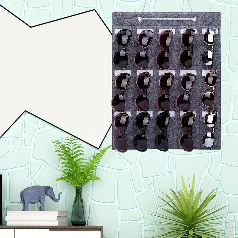 Glasses Organizer Sunglasses Organizer Storage Hanging Bag Sunglasses Eyeglasses Display Wall Mount Organizer 15 Slot Eyewear Ho