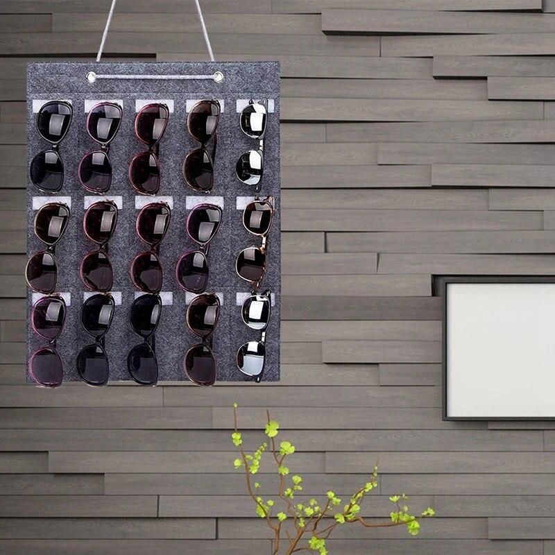 Glasses Organizer Sunglasses Organizer Storage Hanging Bag Sunglasses Eyeglasses Display Wall Mount Organizer 15 Slot Eyewear Ho
