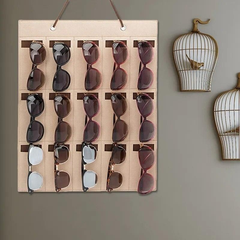 Glasses Organizer Sunglasses Organizer Storage Hanging Bag Sunglasses Eyeglasses Display Wall Mount Organizer 15 Slot Eyewear Ho