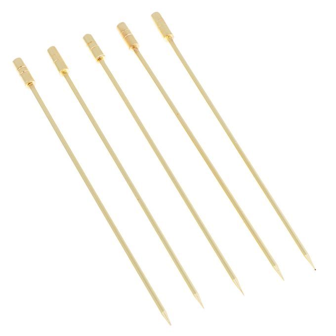 5pcs Stainless Steel Cocktail Picks Fruit Sticks Cylinder -Gold