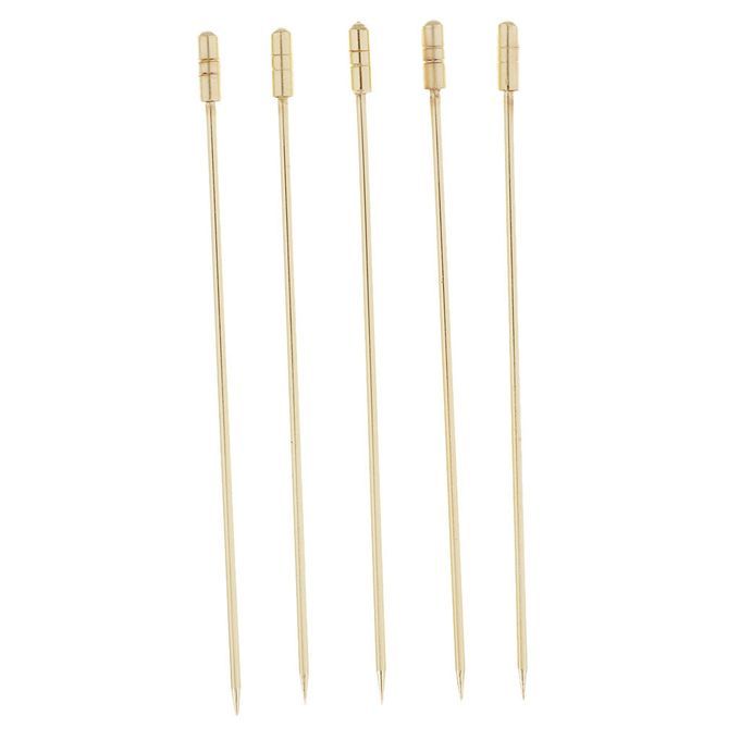 5pcs Stainless Steel Cocktail Picks Fruit Sticks Cylinder -Gold