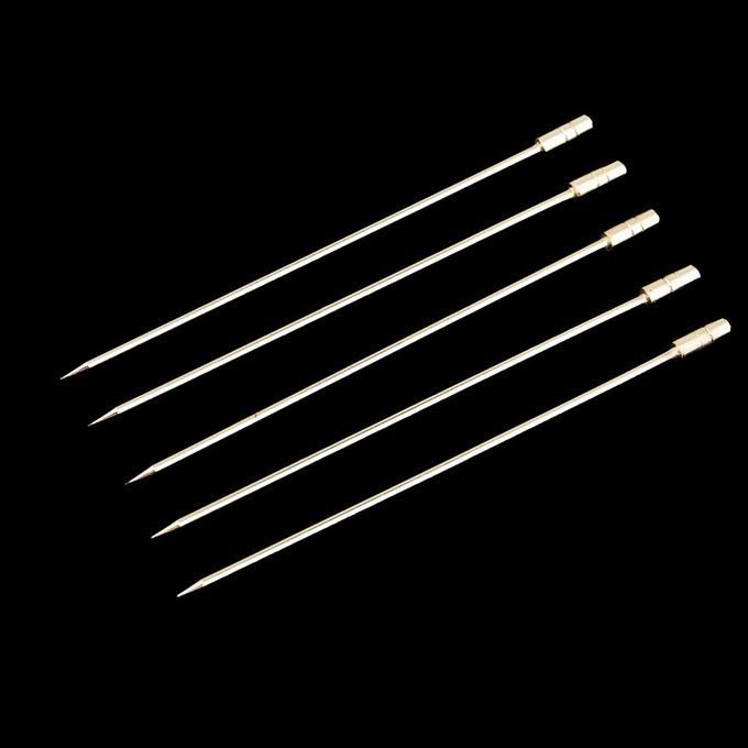 5pcs Stainless Steel Cocktail Picks Fruit Sticks Cylinder -Gold