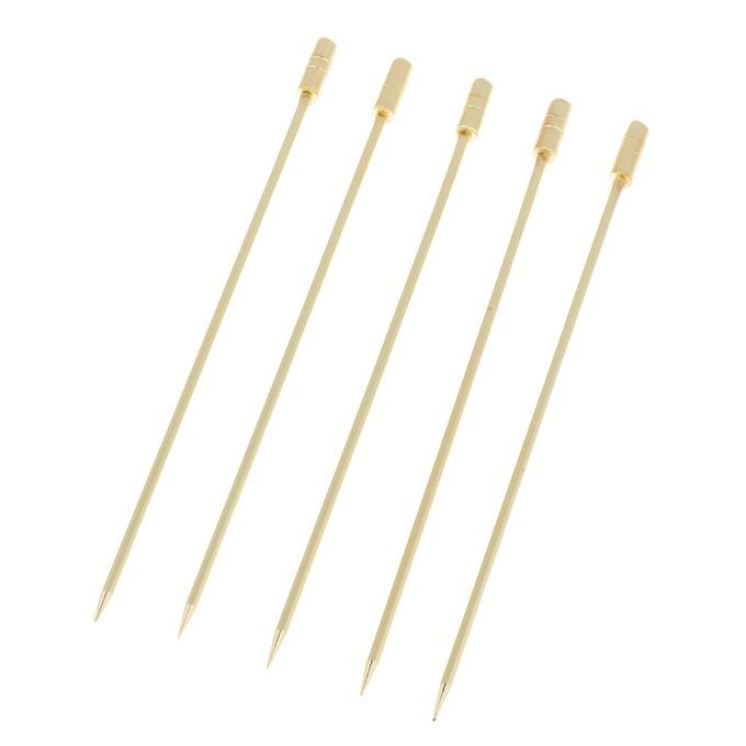 5pcs Stainless Steel Cocktail Picks Fruit Sticks Cylinder -Gold
