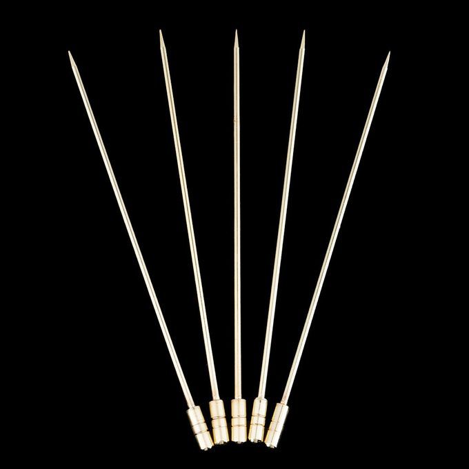 5pcs Stainless Steel Cocktail Picks Fruit Sticks Cylinder -Gold