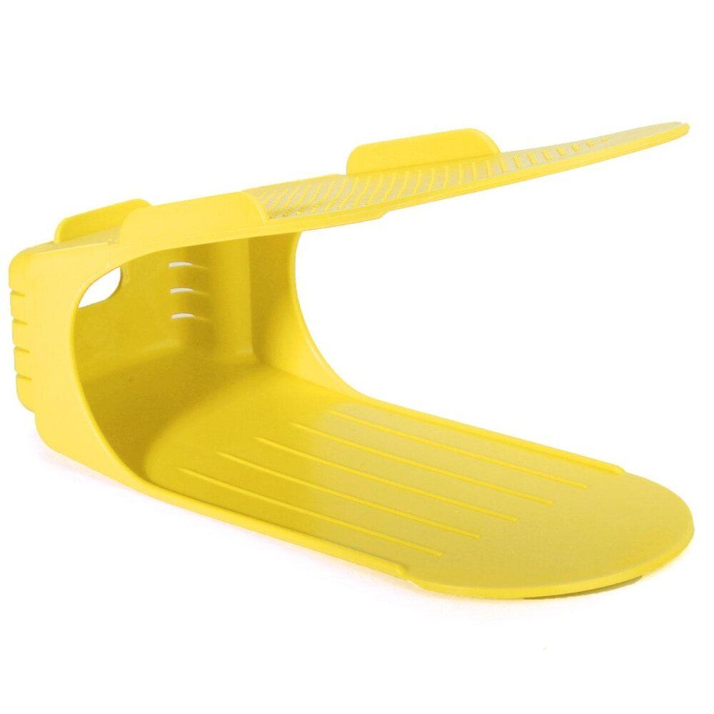 1Pcs Double Plastic Shoe Organizer Layer Detached Shoe Storage Rack Cleaning Storage Shoe Rack Home Shoes Stand Shelf Organizer Yellow