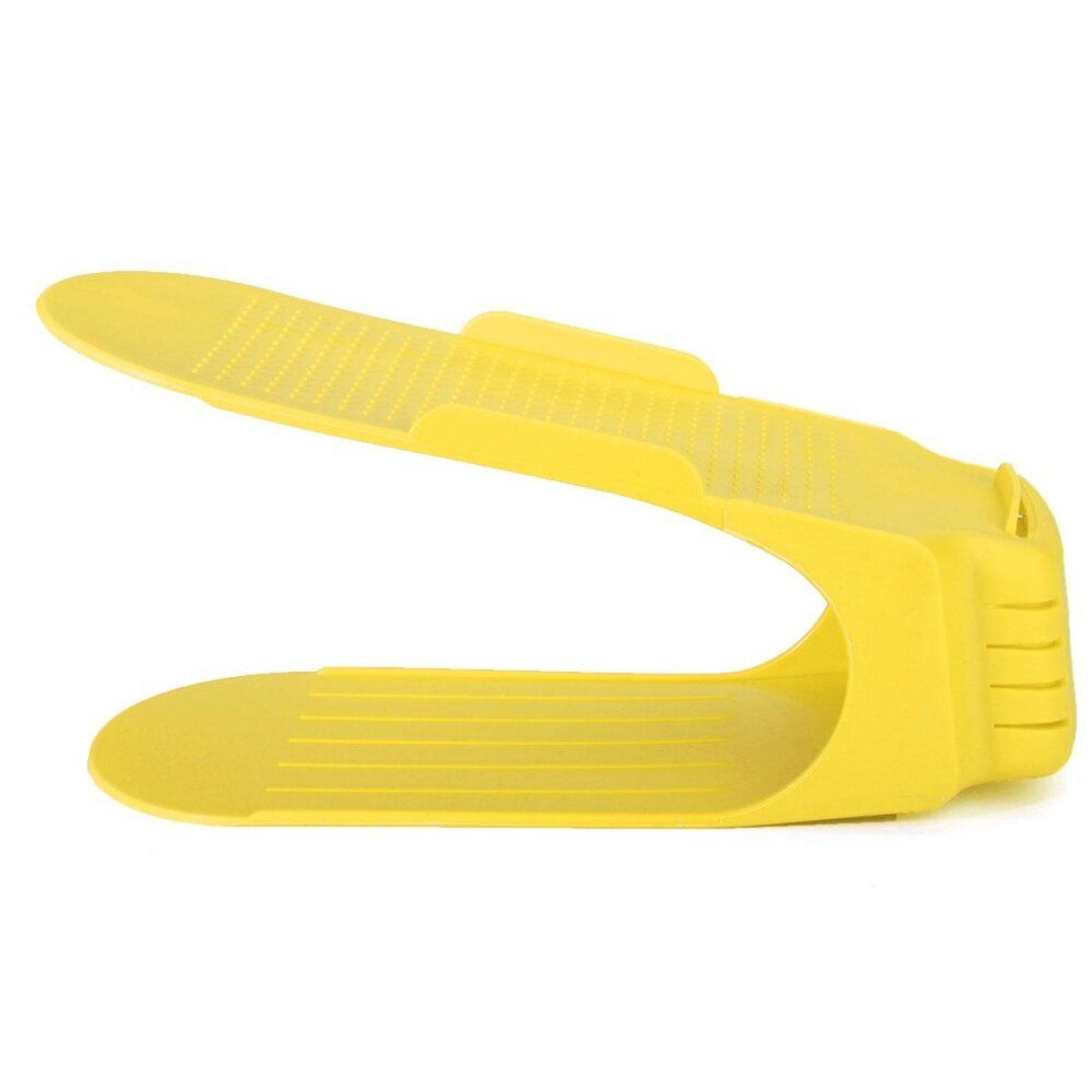 1Pcs Double Plastic Shoe Organizer Layer Detached Shoe Storage Rack Cleaning Storage Shoe Rack Home Shoes Stand Shelf Organizer Yellow