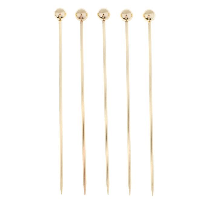 5pcs Stainless Steel Cocktail Fruit Sticks Bar Tool Bead  Bead -Gold