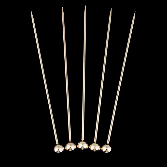 5pcs Stainless Steel Cocktail Fruit Sticks Bar Tool Bead  Bead -Gold