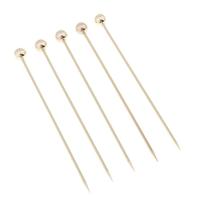 5pcs Stainless Steel Cocktail Fruit Sticks Bar Tool Bead  Bead -Gold