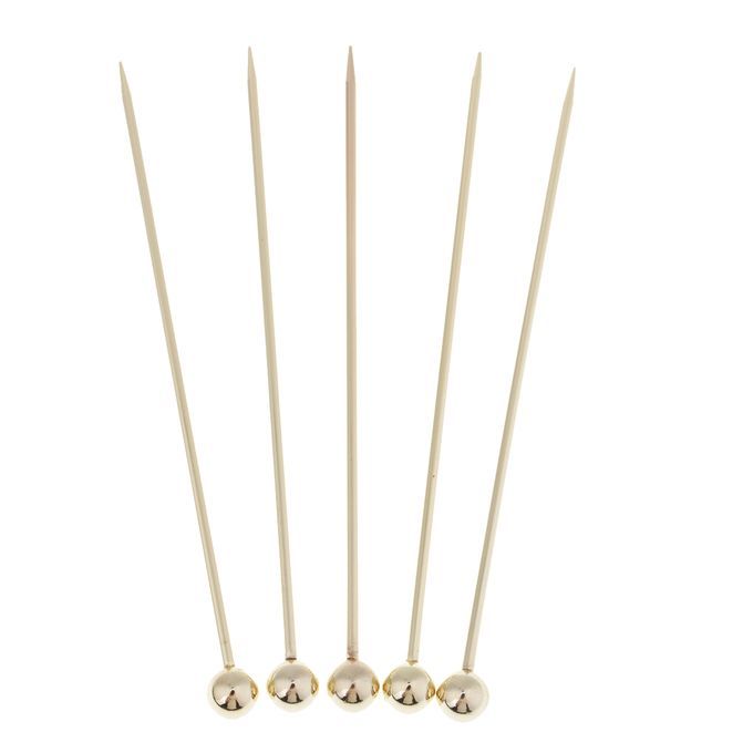 5pcs Stainless Steel Cocktail Fruit Sticks Bar Tool Bead  Bead -Gold