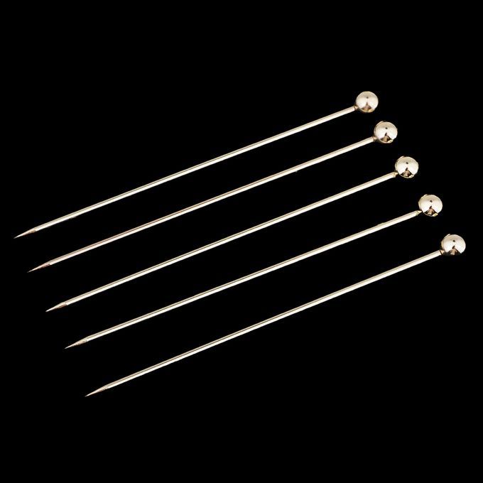 5pcs Stainless Steel Cocktail Fruit Sticks Bar Tool Bead  Bead -Gold