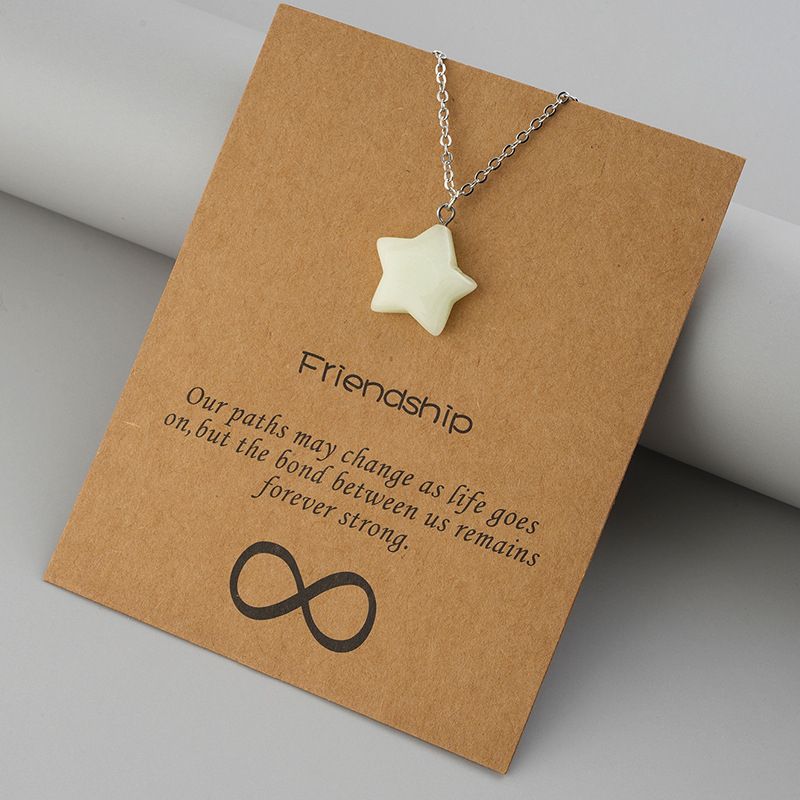 Luminous Pentagon Jade Pendant Necklace Glow In Dark
