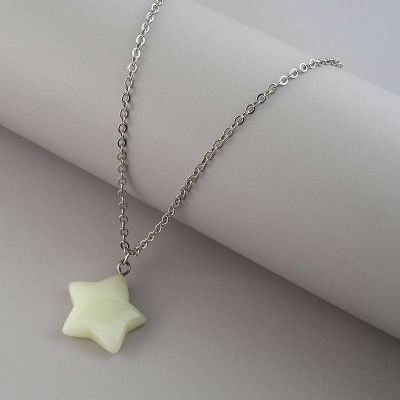Luminous Pentagon Jade Pendant Necklace Glow In Dark