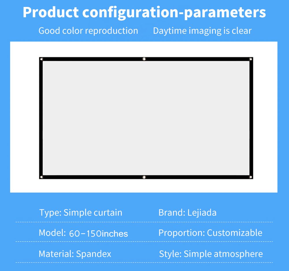 72/84/100/120/150 Inch Folding Projector Projection Screen