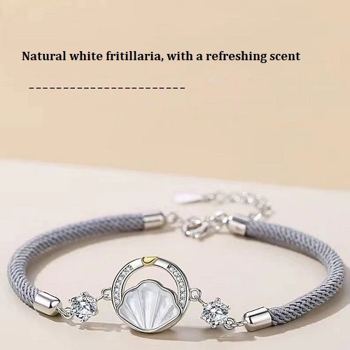 S925 Silver 2Pcs/set Couple Bracelet Hand Rope Fritillaria Adjustable