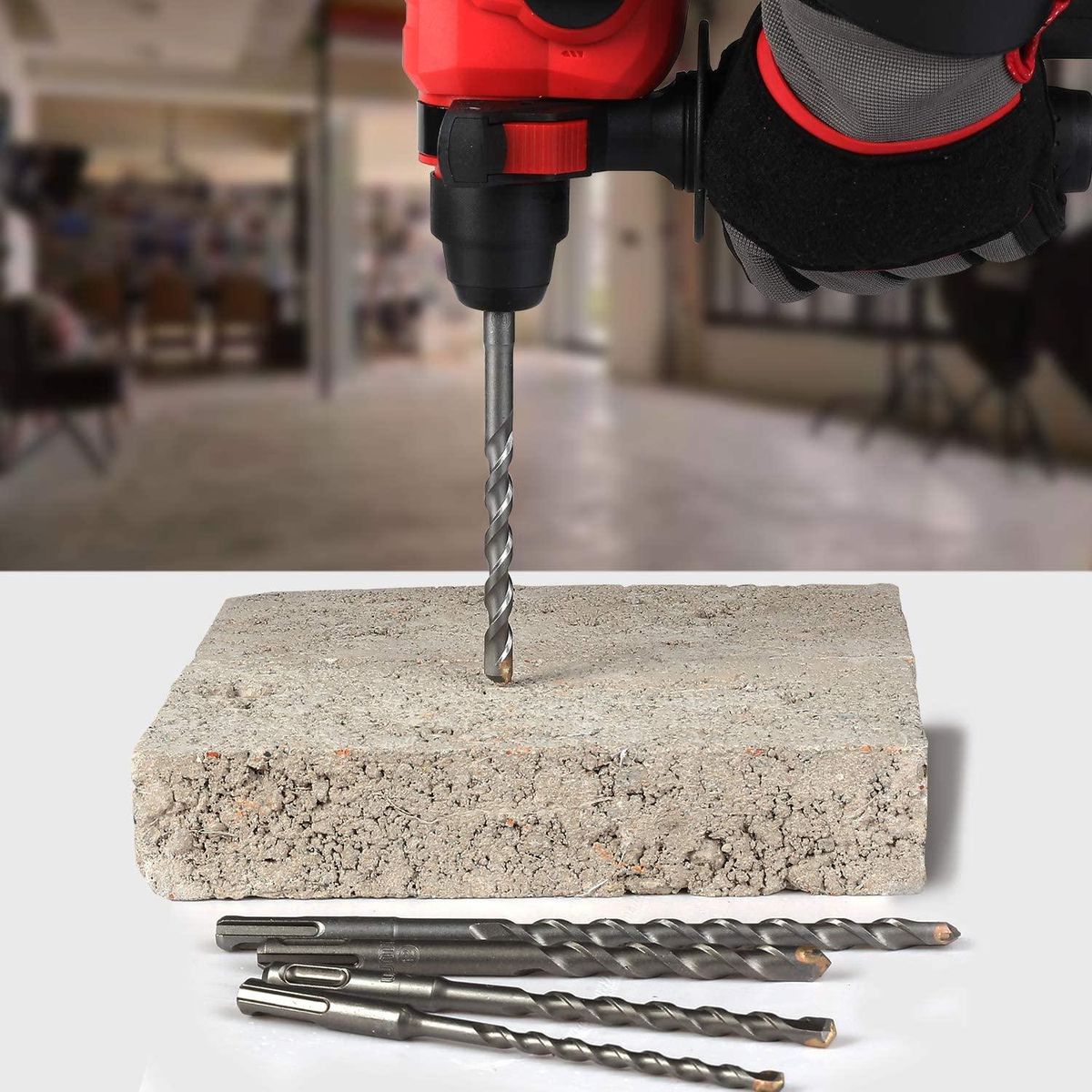 13 PCS Rotary Hammer Drill and Chisel Bits Set SDS Plus Impact Drill Concrete Brick Masonry Hole Tool with Storage Case