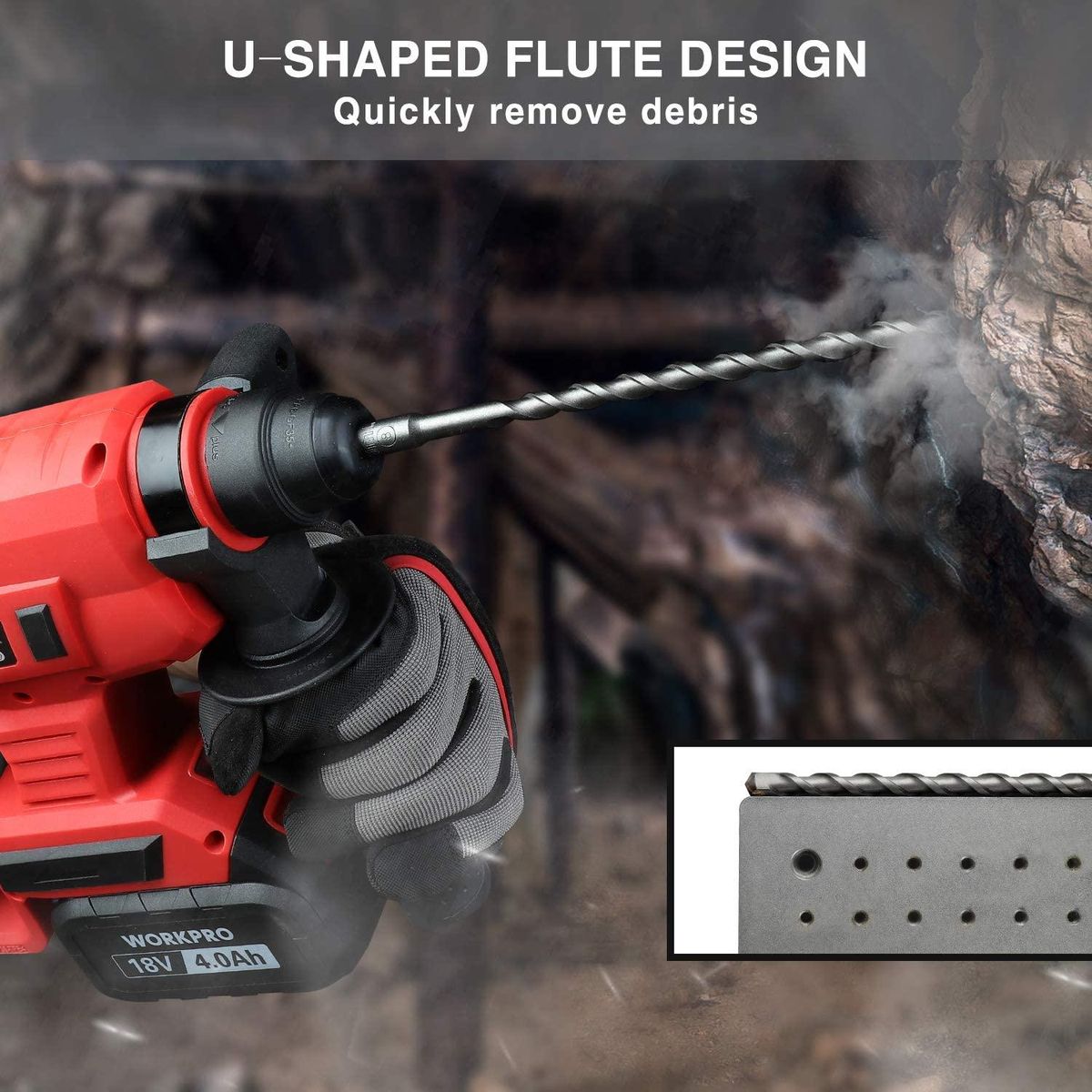 13 PCS Rotary Hammer Drill and Chisel Bits Set SDS Plus Impact Drill Concrete Brick Masonry Hole Tool with Storage Case