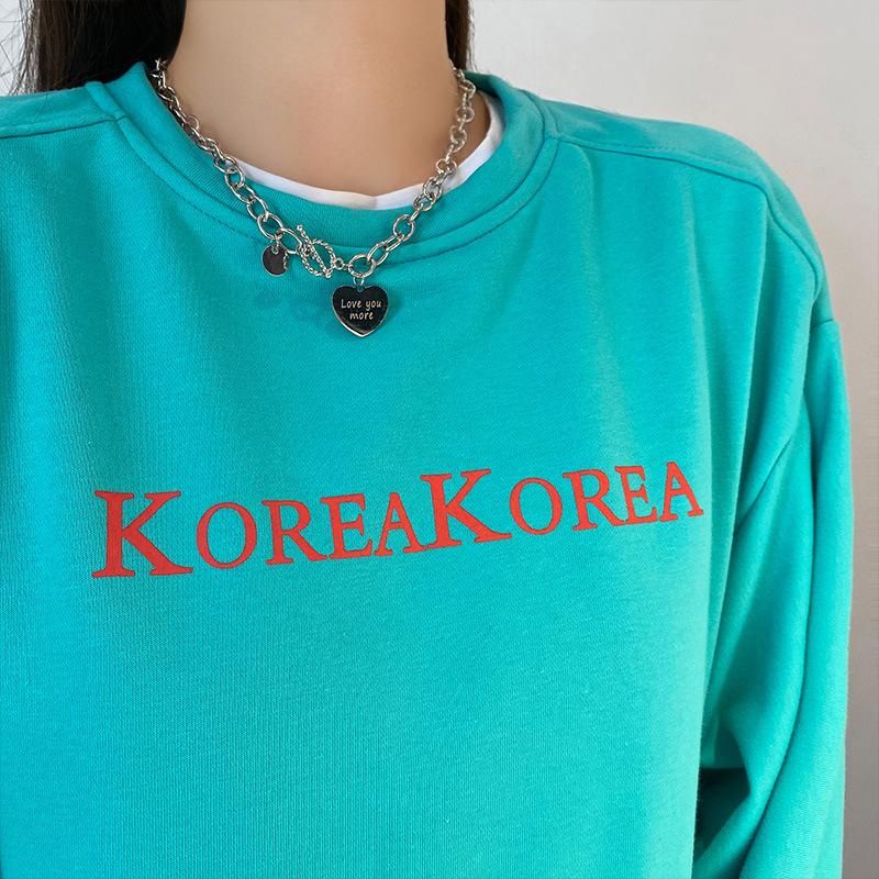 Harajuku Fine Heart Necklace For Women Punk Stainless Steel Chain Hip Hop Fashion Simple Chokers Statement Goth Jewelry Collar