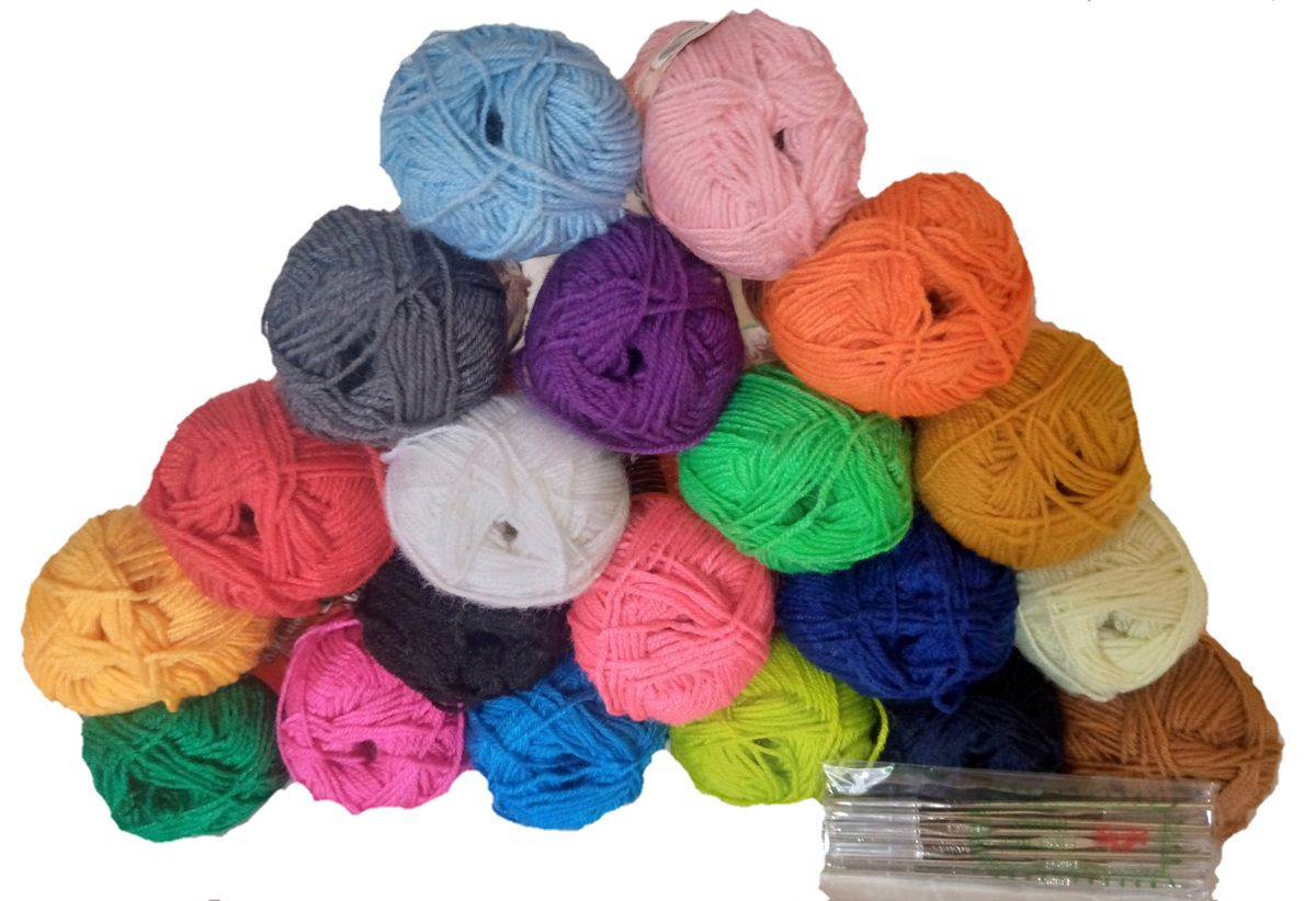 20 Pieces Colorful Knitting Yarn + 12 Crochet Pins