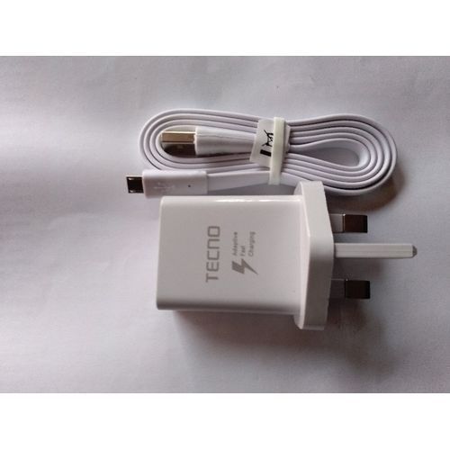 Tecno Fast Charger + FREE Earpiece And USB Cable- White