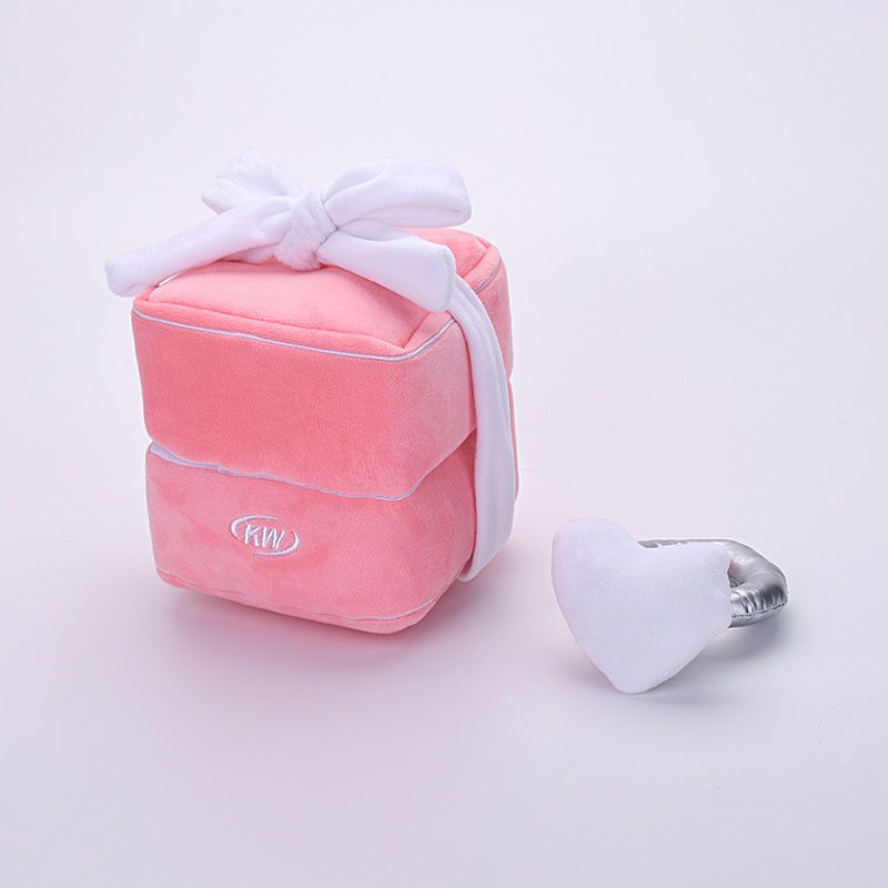 Ins Couple Ring Box Plush Toy Love Diamond Ring Case Pet Chew Toy Bite Sounds Propose Wedding Girift Stuffed Vocal Kids Toy-Pink Ring No Sound