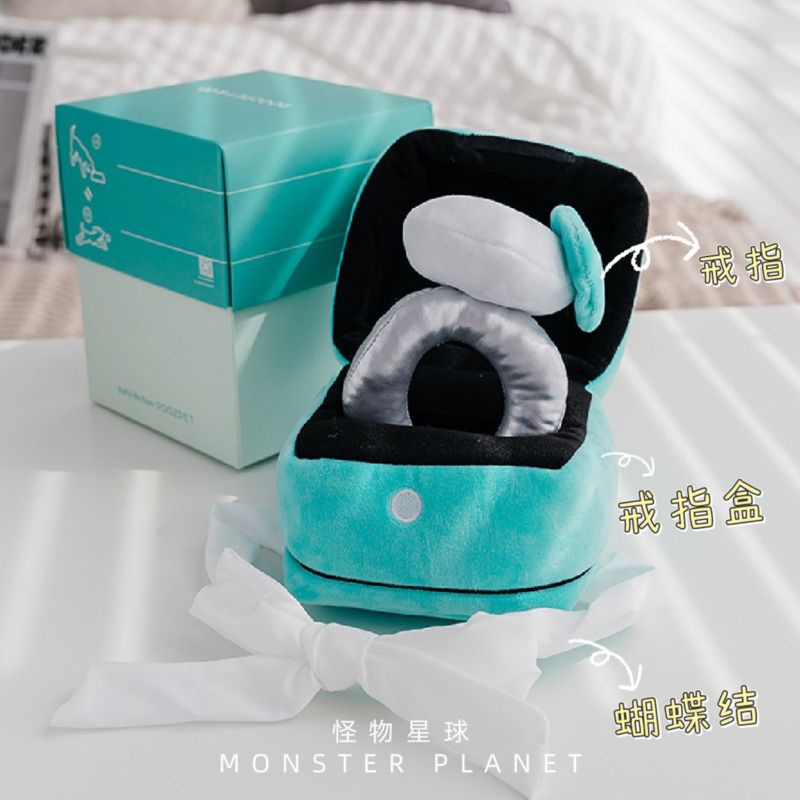 Ins Couple Ring Box Plush Toy Love Diamond Ring Case Pet Chew Toy Bite Sounds Propose Wedding Girift Stuffed Vocal Kids Toy-Pink Ring No Sound