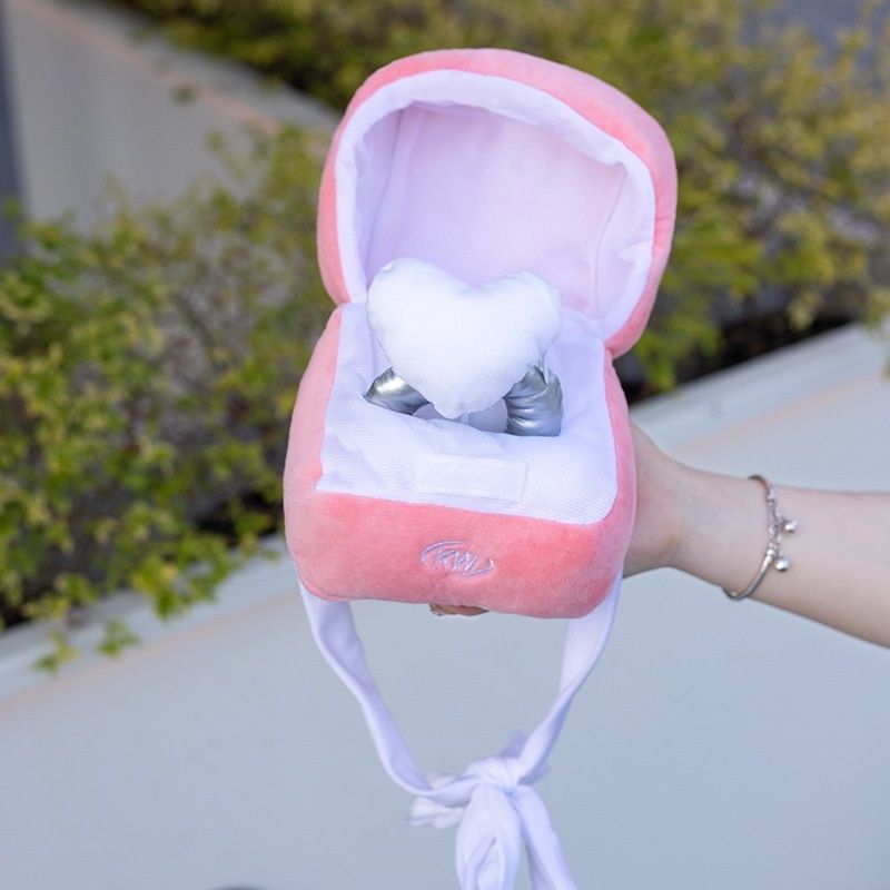 Ins Couple Ring Box Plush Toy Love Diamond Ring Case Pet Chew Toy Bite Sounds Propose Wedding Girift Stuffed Vocal Kids Toy-Pink Ring No Sound