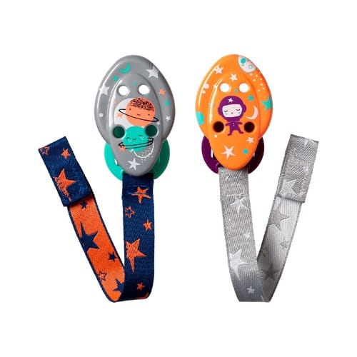 2 Soother Clip-on Grey/deep Pink