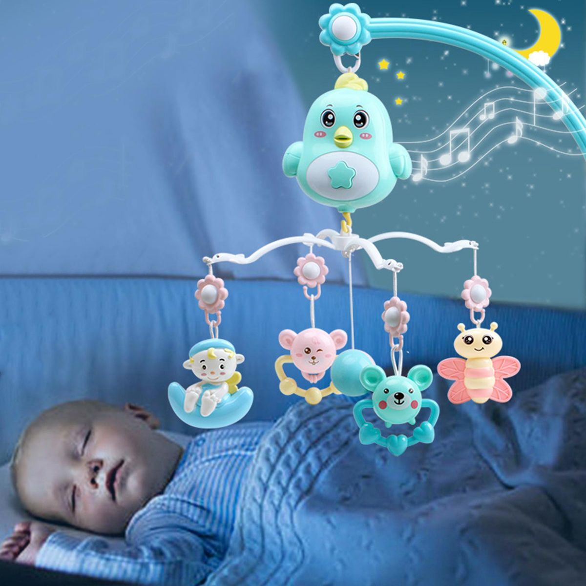 Musical Crib Mobile Musical Box  Function With Sound  Blue Chick