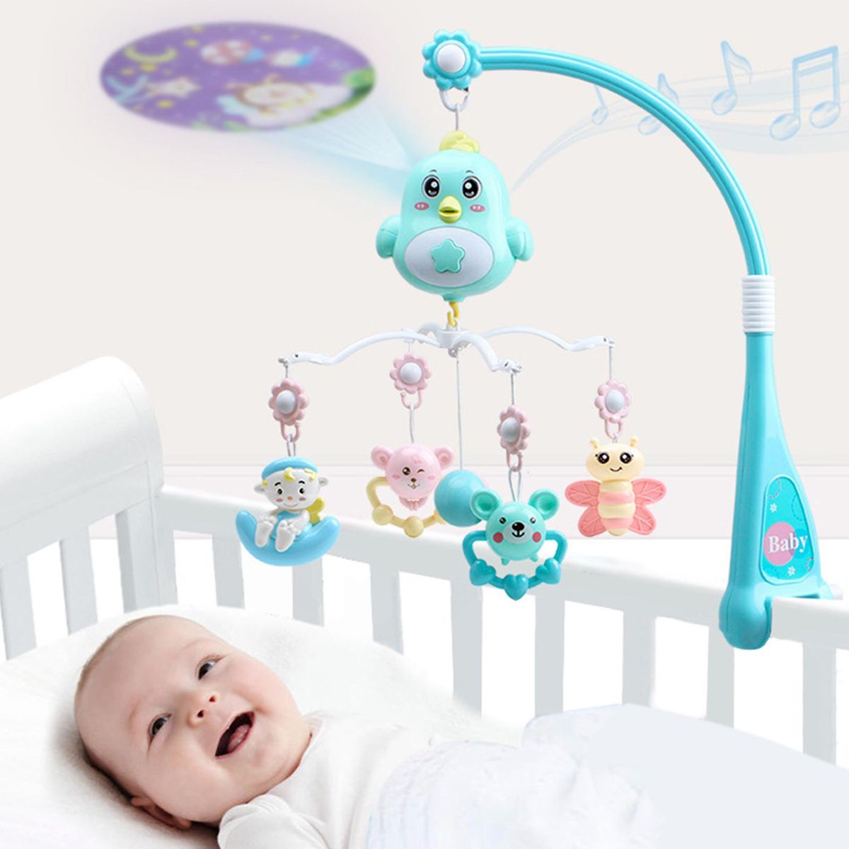 Musical Crib Mobile Musical Box  Function With Sound  Blue Chick
