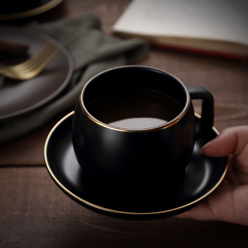 YeFine Black Ceramic Clffee Cup Simple Tea Cups