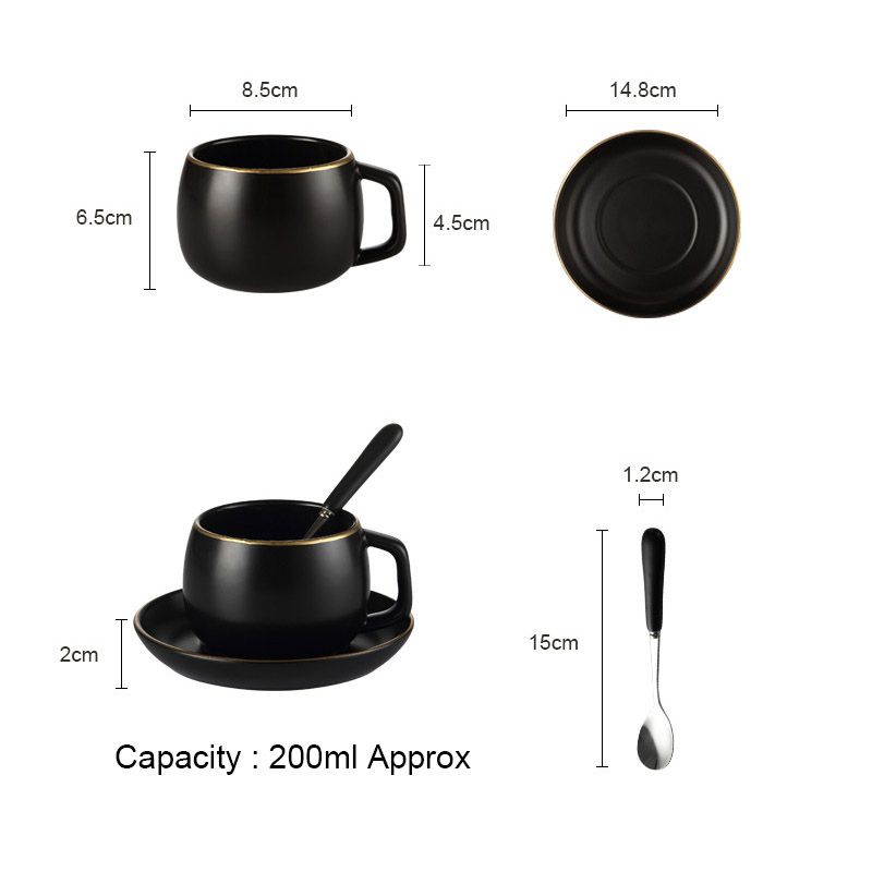 YeFine Black Ceramic Clffee Cup Simple Tea Cups