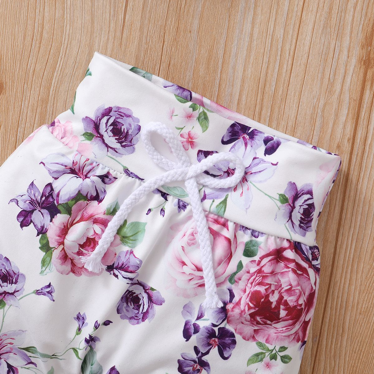 Baby Girls Long Sleeves Rose Floral Hoodie With Pants -Purple