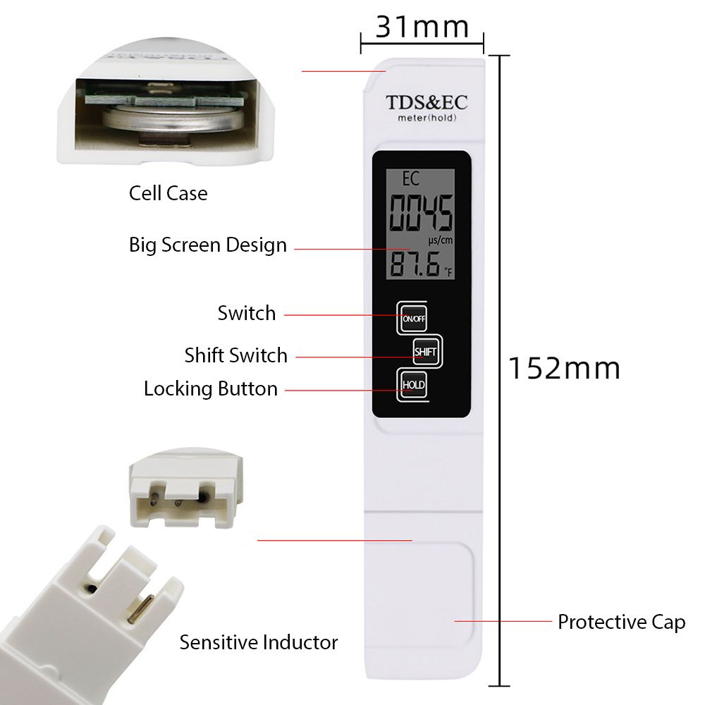 3 In 1 Water Quality Tester Digital Meter Water Quality
