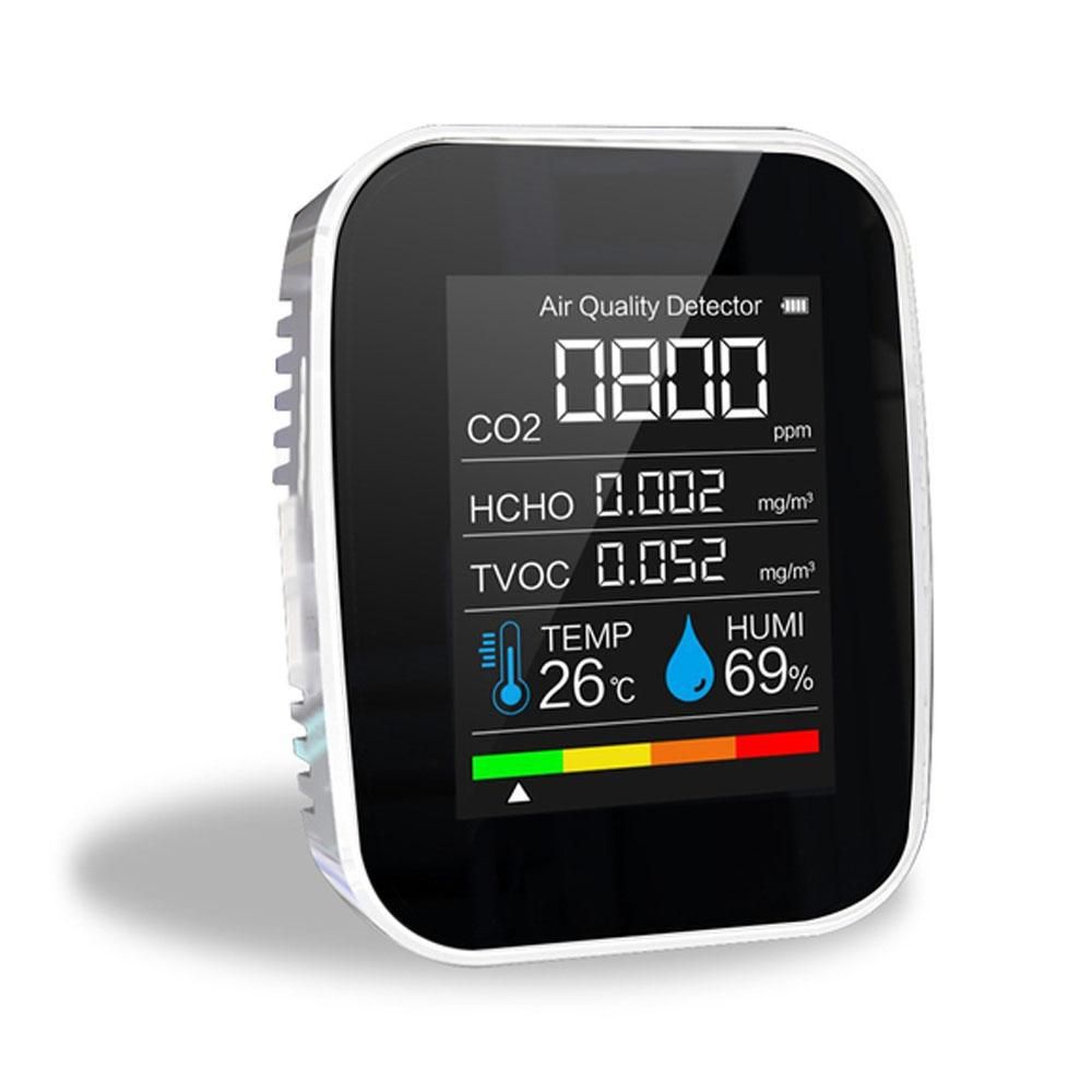 Multifunctional 5in1 CO2 Meter Digital Temperature Humidity Tester Air Quality Monitor Carbon Dioxide TVOC HCHO Detector