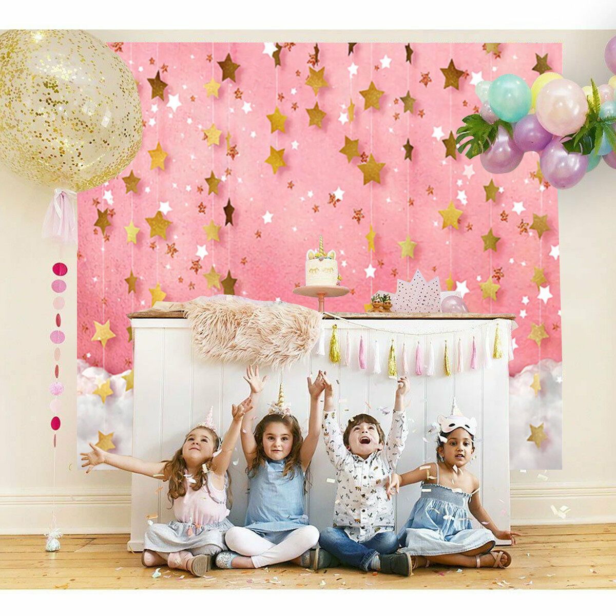 Baby Children Kids Newborn Birthday Party Star Photo Backdrop Photography Background Wallpaper Studio Props Decor 270x180cm