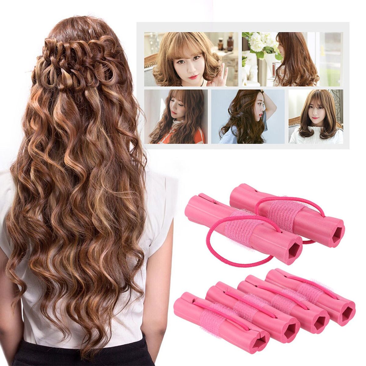 6Pcs Magic Foam Sponge Hair Curler Curly Hair Shape Hair Curler Roller DIY Hair Styling Tools